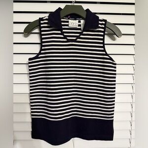 #8) Villager navy and white strapped top Size M-Petit